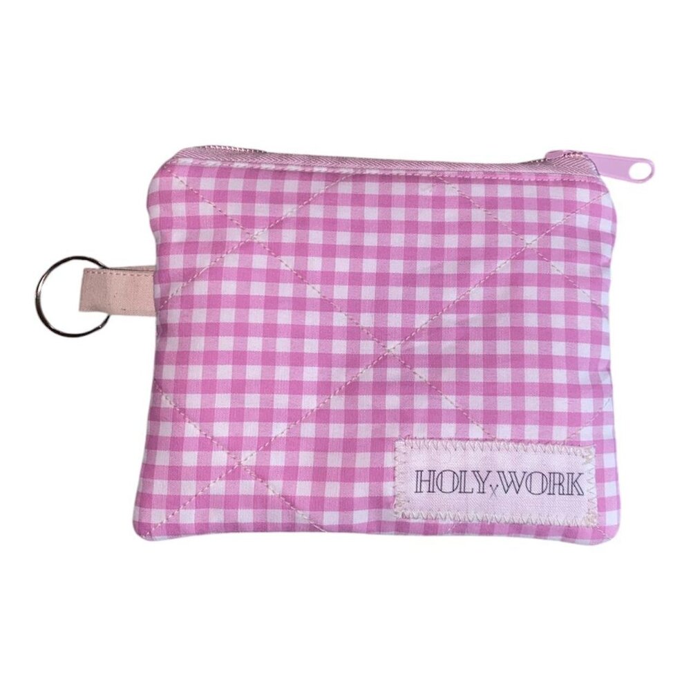 holy work quilted mini zip pouch handmade by yours truly 🖤